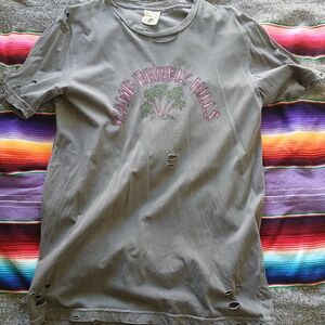 Camp Beverly Hills x Fred Segal Distressed Short Sleeve Tee - Gray